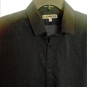 Casual shirt, long sleeve dark grey with white